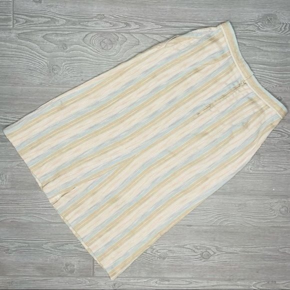 Vintage country suburban skirt pastel textured stripes retro 60s size 8 - Picture 2 of 5